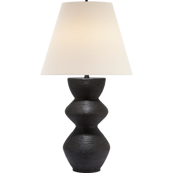 Visual Comfort Utopia Table Lamp in Aged Iron with Linen Shade/ Duvall Atelier 