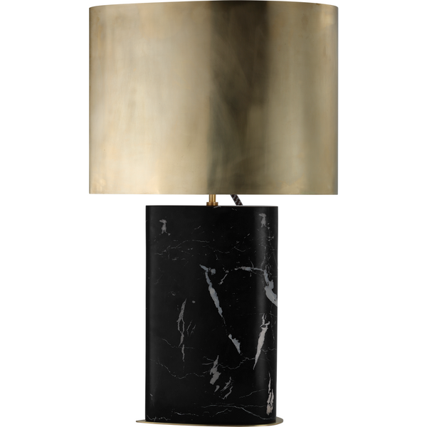 Visual Comfort Murry Large Teardrop Table Lamp in Black Marble with antique Burnished Brass Shade/ Duvall Atelier 