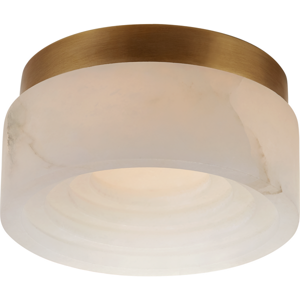 VISUAL COMFORT OTTO SOLITAIRE FLUSH MOUNT IN ANTIQUE BURNISHED BRASS WITH ALABASTER, DUVALL ATELIER