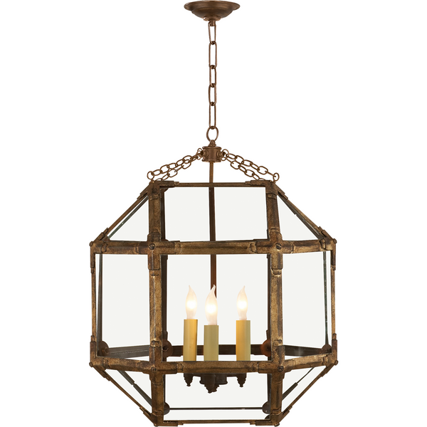 Visual Comfort Morris Medium Lantern in Gilded Iron with Clear Glass/ Duvall Atelier 