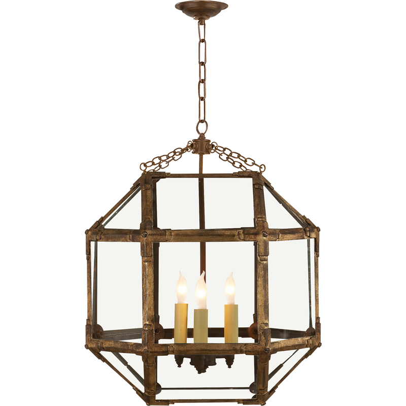 Visual Comfort Morris Medium Lantern in Gilded Iron with Clear Glass/ Duvall Atelier 