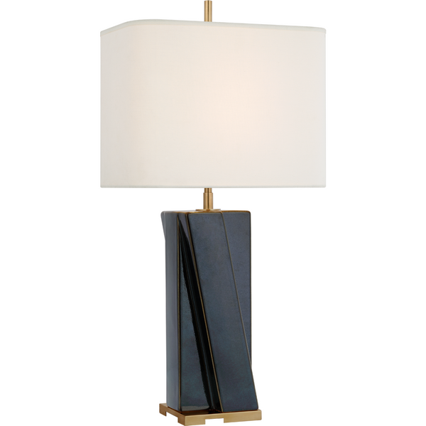 Niki Medium Table Lamp in Mixed Blue Brown with Linen Shade