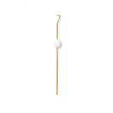8.25"L  Antiqued Yellow-Brass with White Handle  Used for the extinguishing of candle wicks without smoke. Sphere.