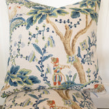 Introducing our ATELIER collection pillows beautifully made in designer fabrics.  22 x 22 Block Print Toile, Duvall Atelier