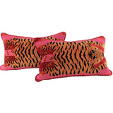 Schumacher Jokhang Tiger pillow in Pink and Red, Duvall Atelier