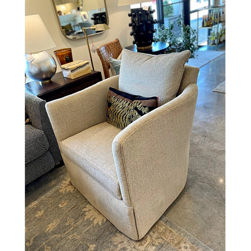 JESS SKIRTED SWIVEL CHAIR - Taupe Chenille