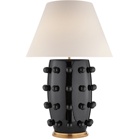 Visual Comfort Linden Table Lamp Black with Linen Shade, Duvall Atelier