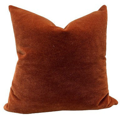 CINNAMON MOHAIR PILLOW Shown in a beautiful soft mohair velvet. Available in 21x21 and 12x19 sizes. DUVALL ATELIER