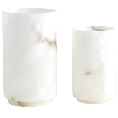 ALABASTER CYLINDER VASE WHITE SM