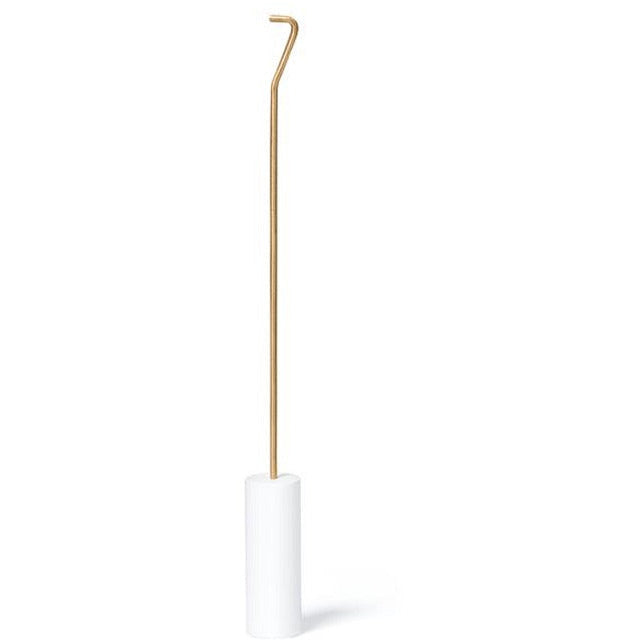 8.25"L  Antiqued Yellow-Brass with White Handle  Used for the extinguishing of candle wicks without smoke. Cylindre. 