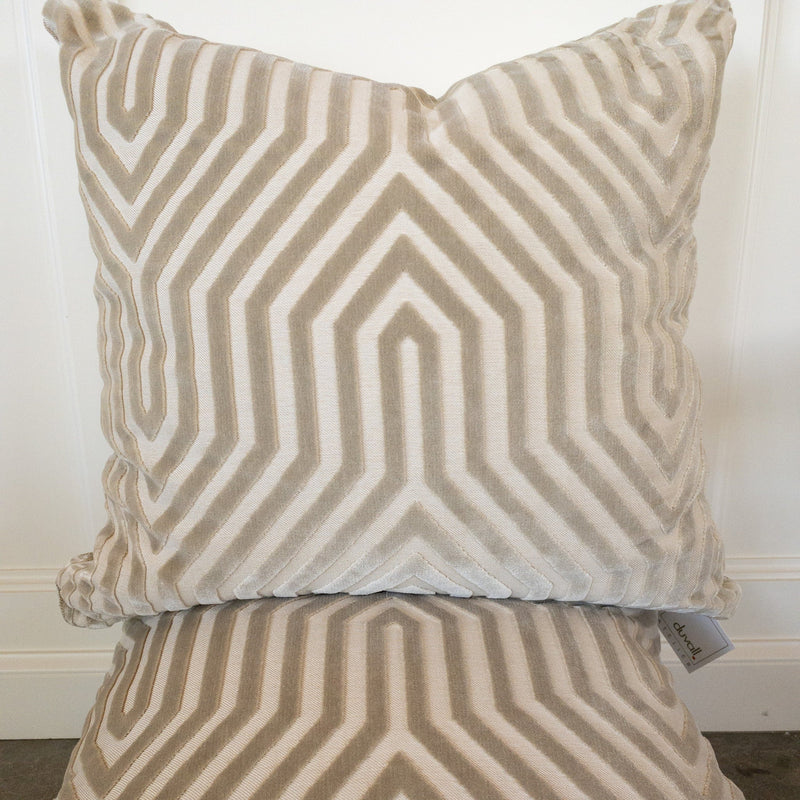 Introducing our ATELIER collection pillows beautifully made in designer fabrics.  22 x 22 Vanderbilt Greige, Duvall Atelier